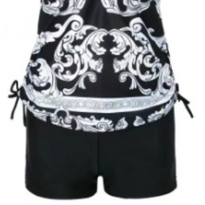 Zweiteiliger Badeanzug für Damen mit Aufdruck, Tankini mit Boyshorts, Träger-Badebekleidung