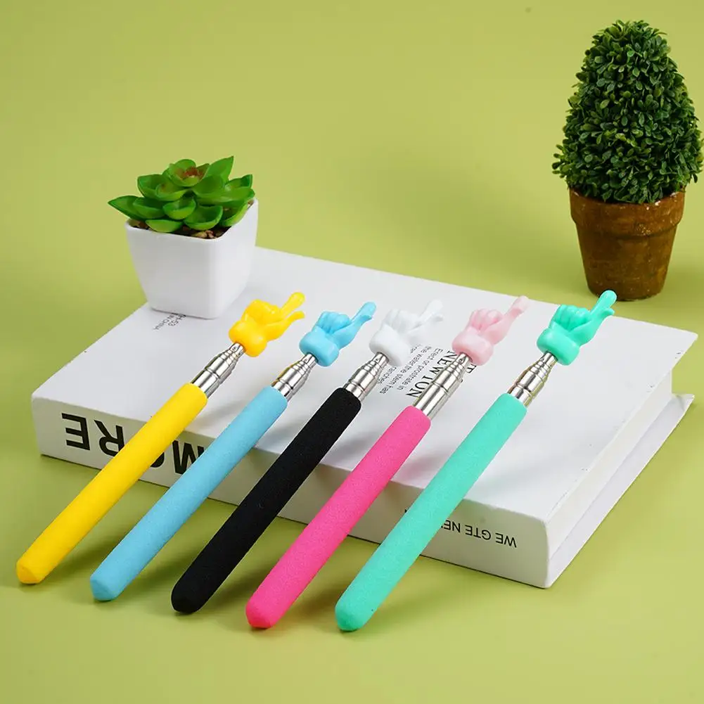 Teacher Finger Reading Stick Retractable Steel Telescopic Rod Guide Pointer Anti-slip Handle Teaching Guide Pointer