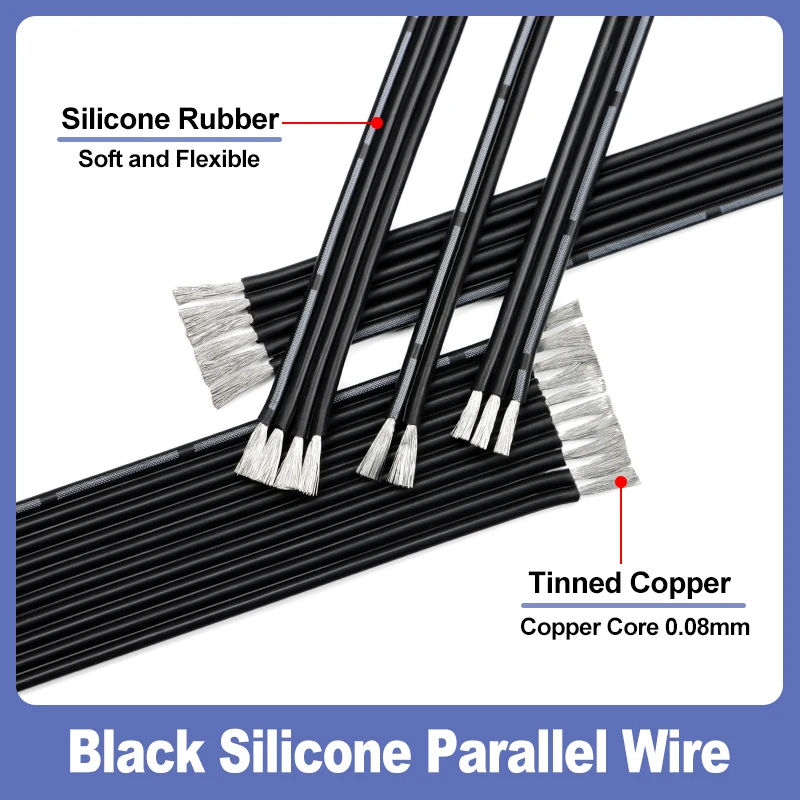 

Soft Silicone Cable 30/28/26/24/22/20AWG Multi-core Parallel Wire 2P/4P/6P/8P/10P/12P/14P High Temperature Electric Copper Wires