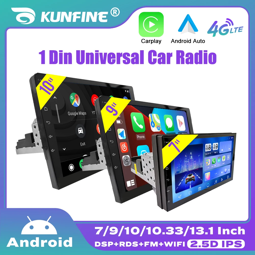 7/9/10/10.33 Inch 1 Din Android Car Radio Automotive Multimedia GPS Navigation Carplay Android Auto DVD Player Audio Stereo DSP