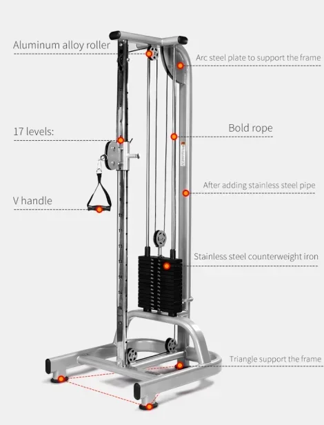 High Quality Adjustable Single Pulley Pull-Down Fitness Station Multi-Function Cross Cable Crossover Machine for Households