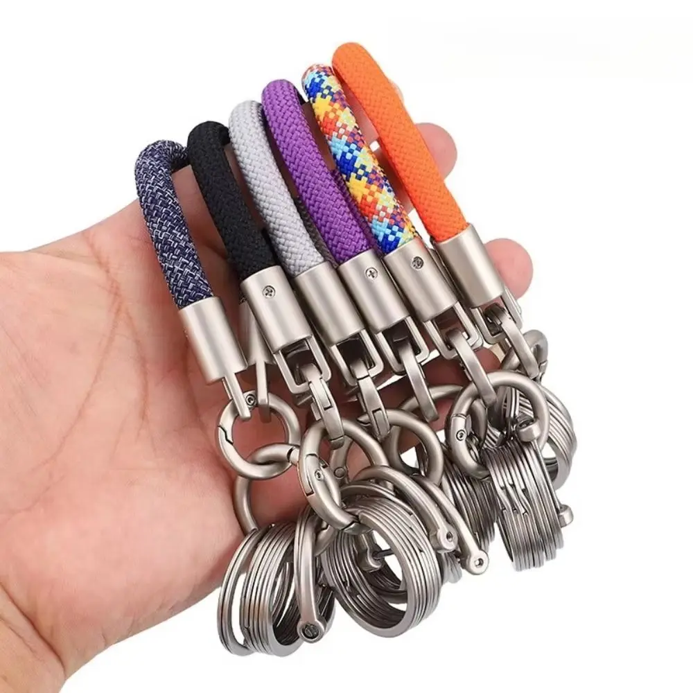 Thickened Rope Woven Rope Keychain Anti-lost Design Creative Shape Car Key Wrist Strap Metal Quick-hook Key Chain Pendant