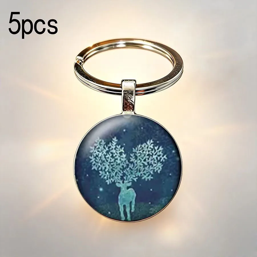 5PCS Retro and minimalist spotted deer pattern, student party affordable keychain accessories, dignified gift giving