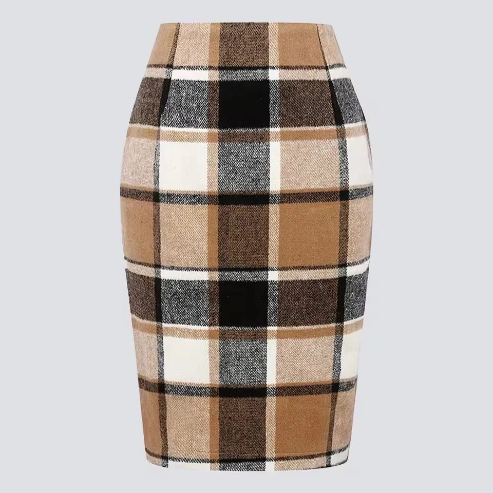 Women Wrap Buttocks Skirt Fashion High Waist Sexy Patchwork Color Block Short Skirt British Style Plaid A Line Mini Skirts