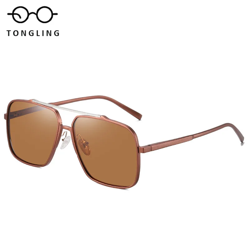 

2026 New Personalized Alloy Double Bridge Large Frame Polarized Sunglasses Men UV400 Retro Style Women Outdoor Driving Eyewear