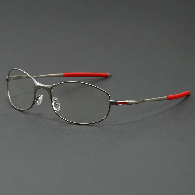 

Мужские оптические очки в металлической оправе, сверхлегкая серебристо-красная оправа для очков по рецепту