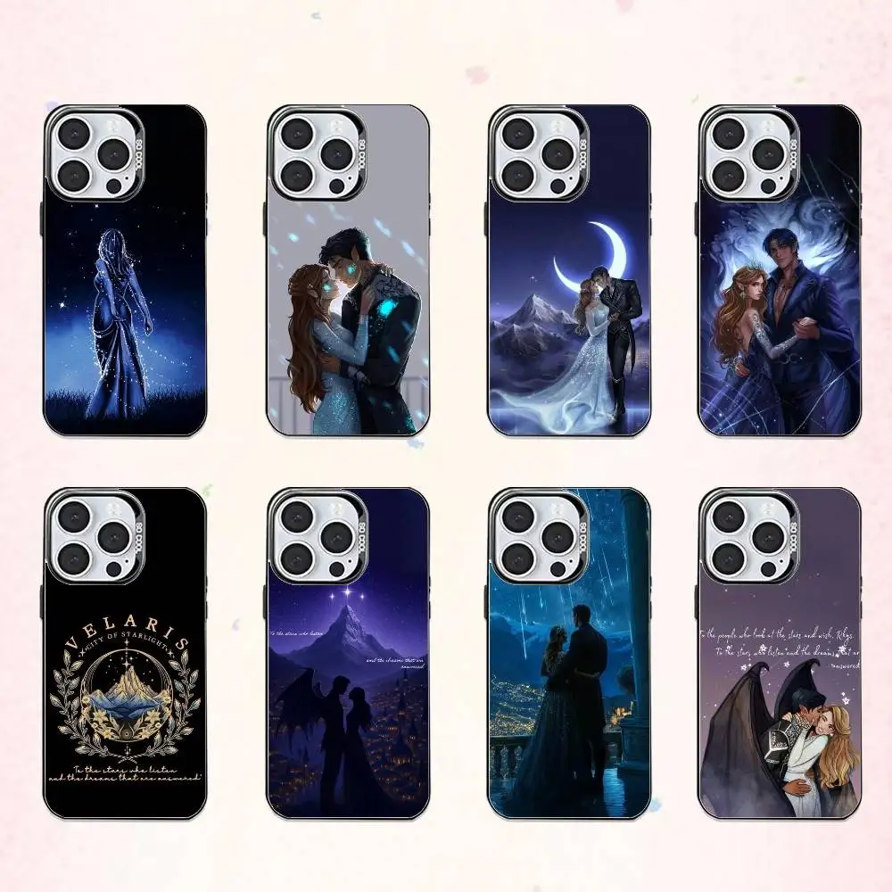 

A-Acotar A Court Of Mist And Fury Phone Case For iPhone17,16,15,14,13,12,11 Plus,Pro Max Colored Silver Plated Inside Cover