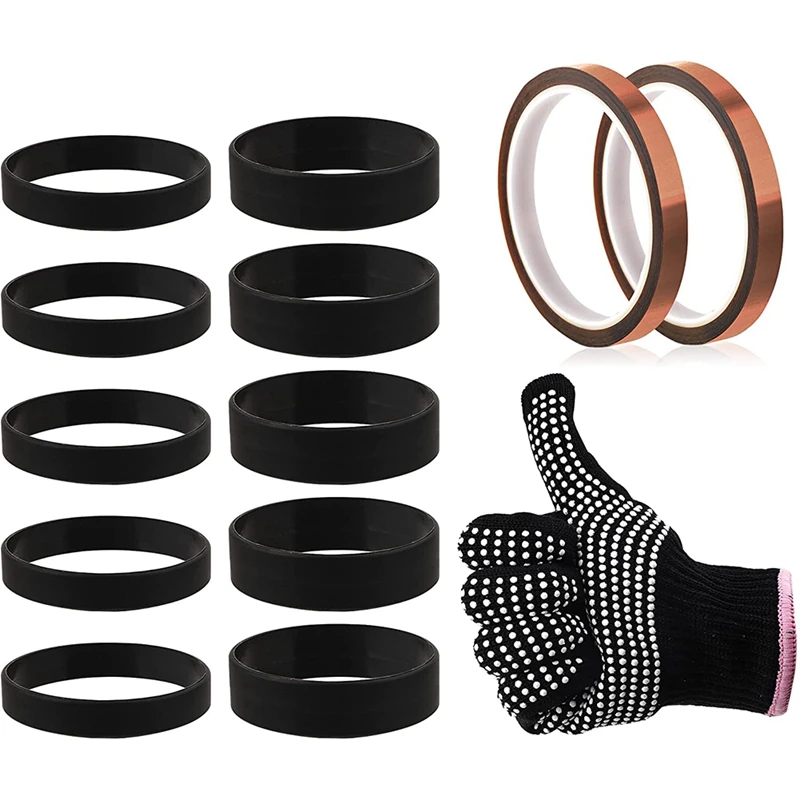 

Sublimation Tumblers Silicone Bands Kit With Heat-Resistant Glove Transfer Tapes For Tumbler Heat Press Machine DIY Art