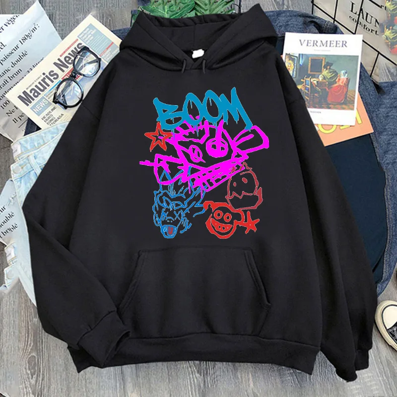 Fashion Anime Arcane Jinx Monkey Graffiti Hoodie Women/men Harajuku Style Sweatshirt Spring/Autumn Hoodies Game Lovers Tops