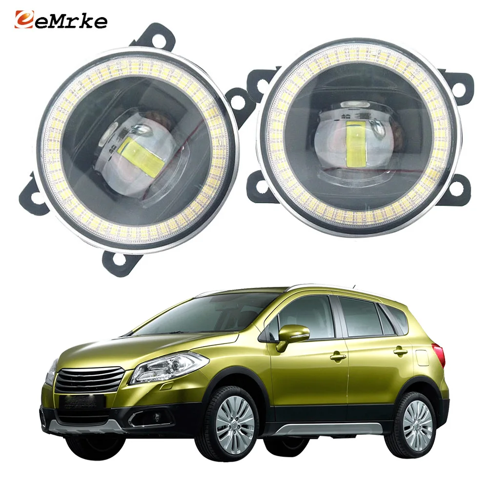 Led Fog Lights PTF w/ Lens for Suzuki SX4 S-Cross Mk2 2014 2015 2016 Angel Eye Aperture DRL Daytime Running Lamp Car-Styling