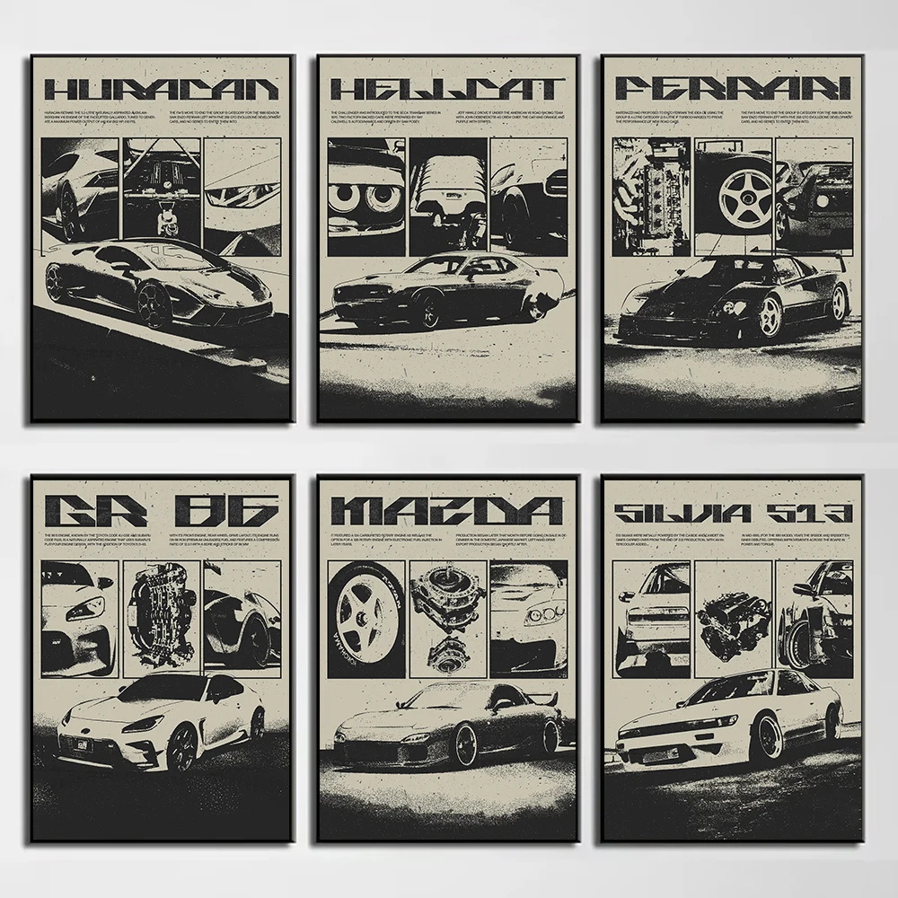 Japanese Car Lifestyle - Japanese Style Black White Car Decorative