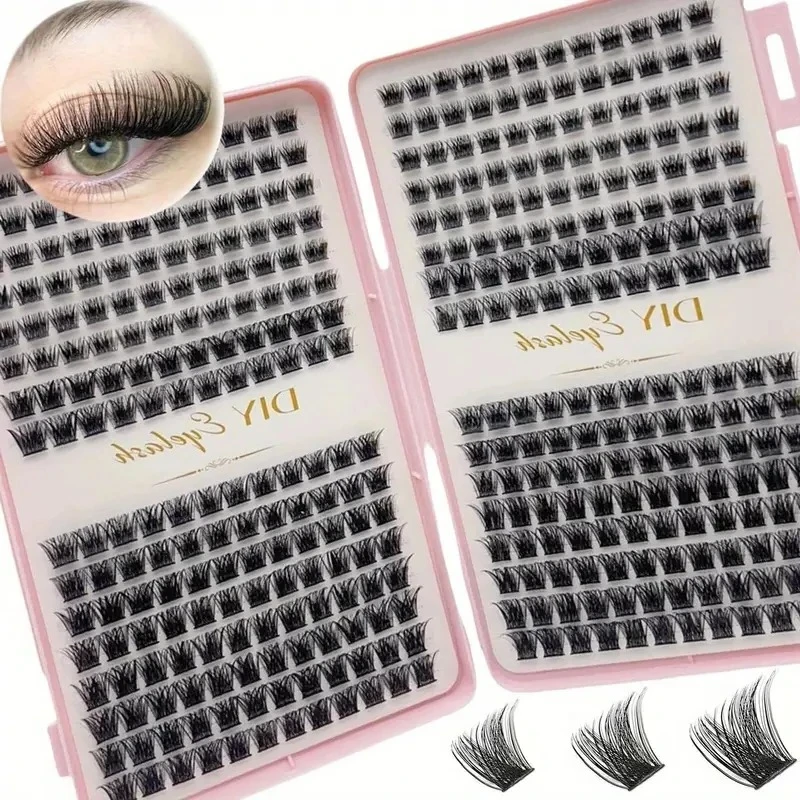 DIY Falsche Wimpern Wimpernverlängerungsset Einzelwimpern-Set D-Roll Verschiedene Längen Geruchlos Einfach Anzuwenden für Heim-Make-up