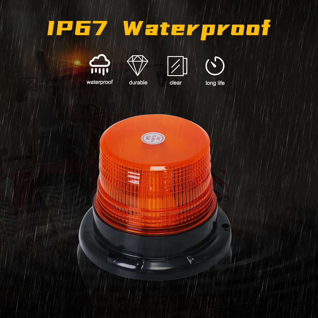 Car Truck Roof Top Warning Light Emergency LED Strobe Light Flashing Beacon With Magnetic Base For Security Auto 12V 24V -80V