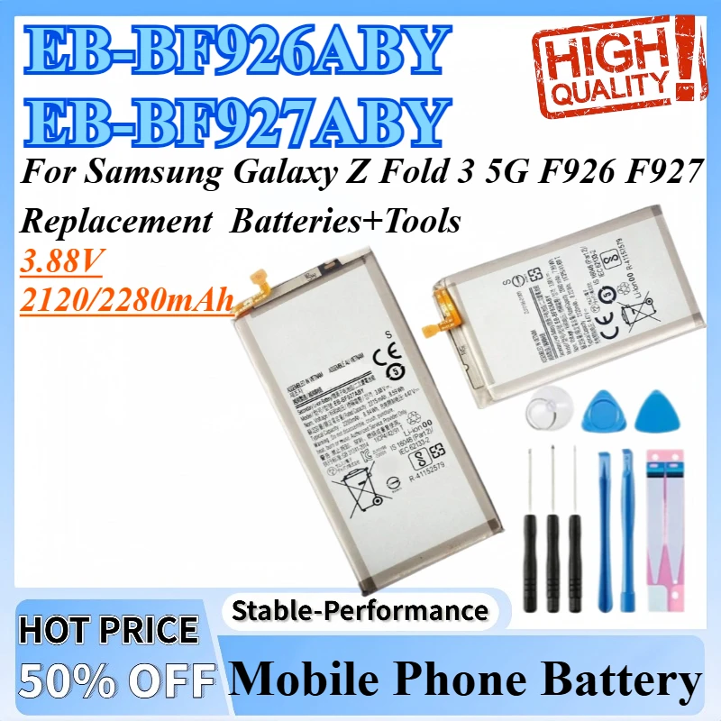 

3,88 В 2120/2280 мАч EB-BF926ABY EB-BF927ABY Аккумулятор для Samsung Galaxy Z Fold 3 5G F926 F927 Сменные аккумуляторы + инструменты