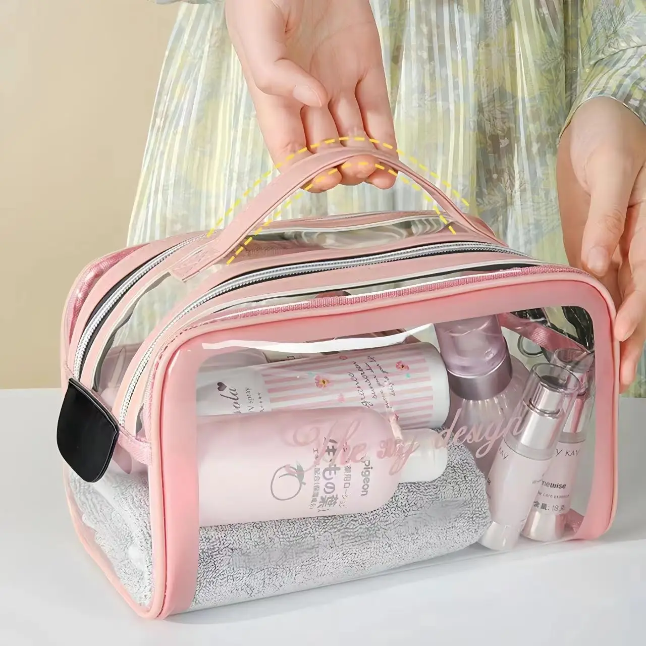 Clear Makeup Bags, Large Travel Cosmetic Zipper Pouch for Women,  Transparent Makeup Organizer, Clear Travel Toiletry Bags