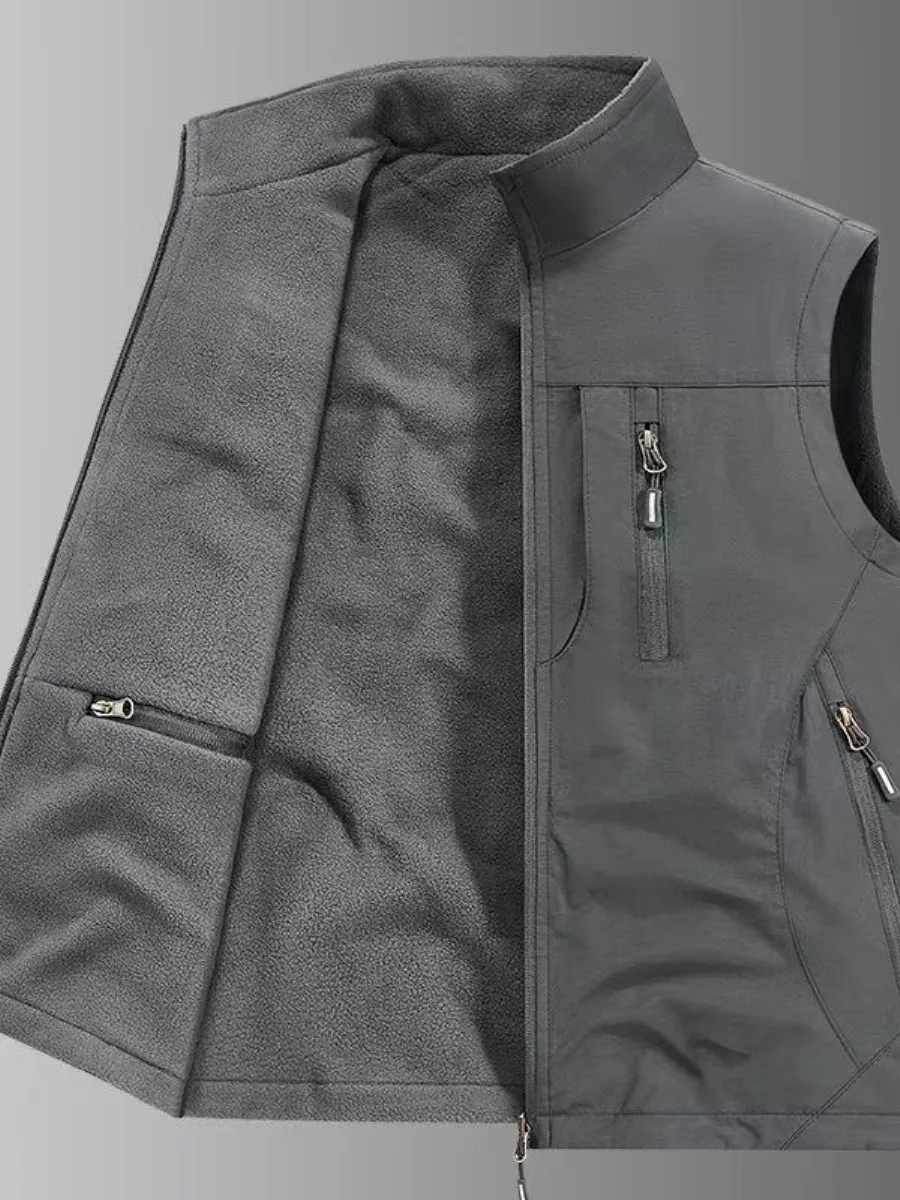 

Thiened Double-Sided Wear Fce Lined Vest Outdoor Men's Fce Vest ket Large Size Autumn Winter Jaet