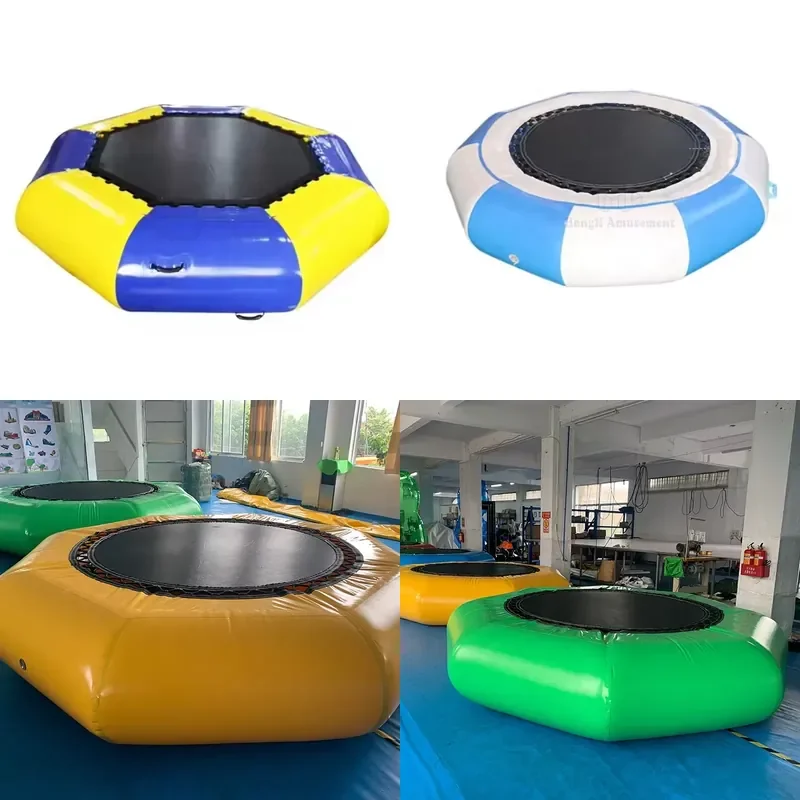 Popular PVC Inflatable Floating Water Trampoline with Slide Customizable Colors & Logo for Water Park & Amusement Park Use