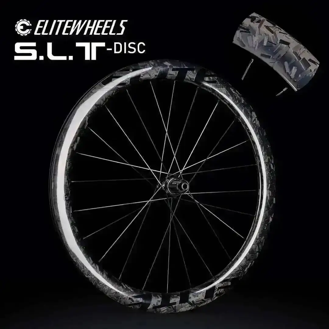 

ELITEWHEELS SLT Ceramic Bearing Carbon Wheelset NEW Forged Pattern Finish Disc Brake Cyclocross WheelsCenter Lock 1423 Spoke