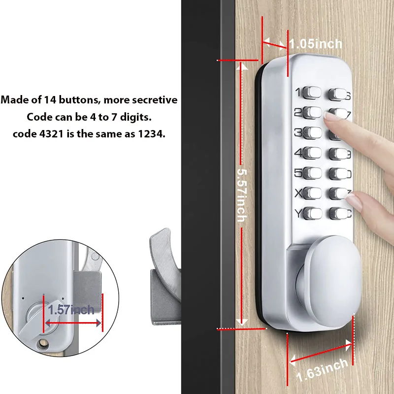 Imagem -02 - Digital Door Lock para Deslizante Iron Gate com Botão Mecânica Impermeável Keyless Entrada Combinação ao ar Livre