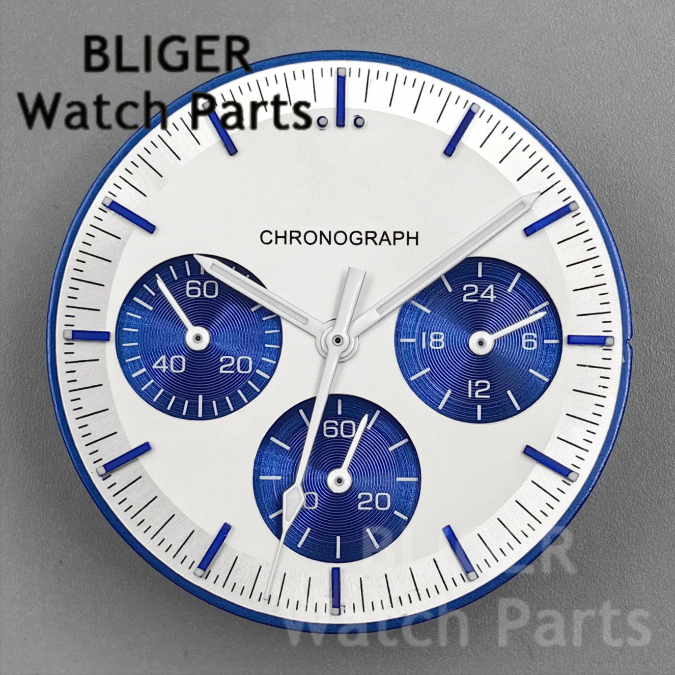 VK63 Luminous Dial 31.5mm Moon Watch Dial With 6 Hands Sets Watch Replacement Parts For VK63 VK63A Chronograph Quartz Movement