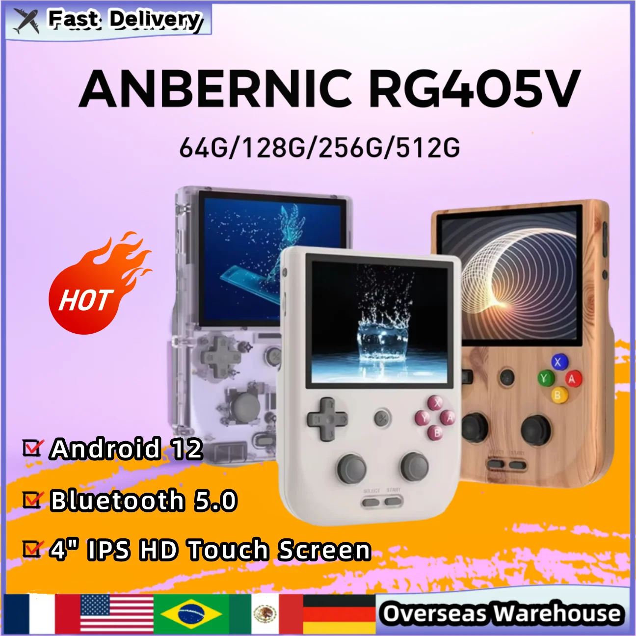 

ANBERNIC RG405V Retro Handheld Game Console 4" IPS HD Touch Screen Players Android 12 Wifi Portable Game Players Children Gifts