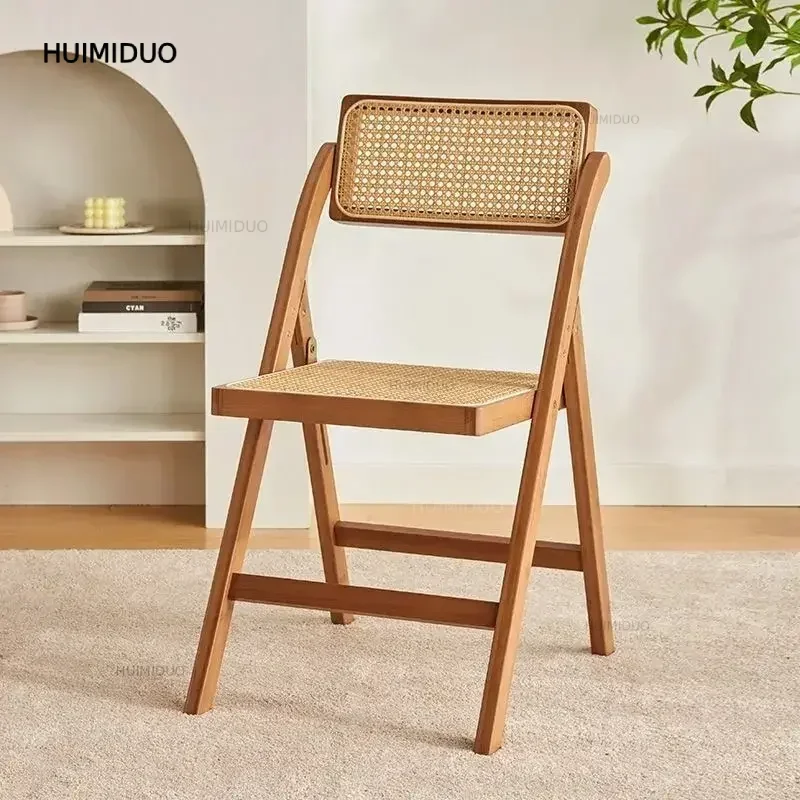 Chaises de Salle à Manger Nordiques en Bois Massif avec Dossier, Chaise Pliable de Salon, Chaise Relaxante pour 1 Personne, Meub