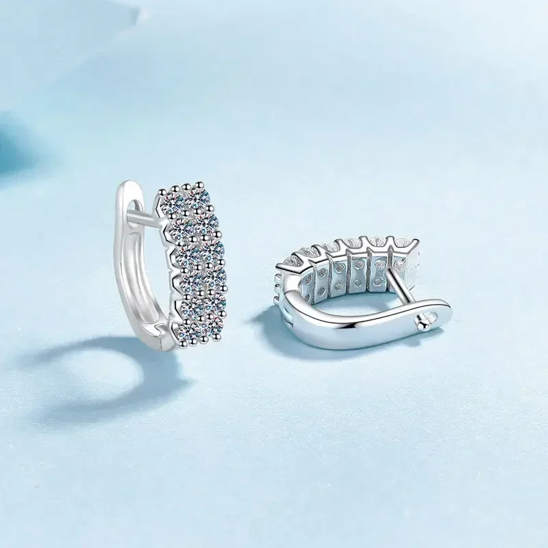 Platinum Pt950 Elegant Temperament of Choice Full of Diamonds Female Earring Jewelry, 0.72 Carat Moissanite Hoop Earrings