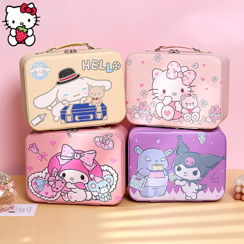 

Женская коробка для хранения косметики Kawaii Kuromi Cinnamoroll, чемодан, настольный органайзер для девочек, милый подарок