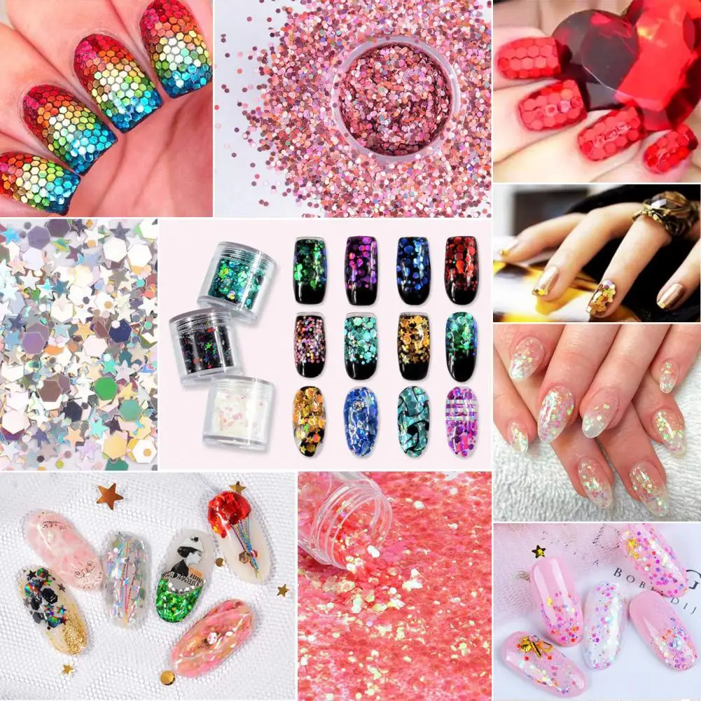 

Water Removable Nail Glitter Nail Art Sequins 12-color Nail Art Body Clothing Glitter Set for Festivals Performances for Hair