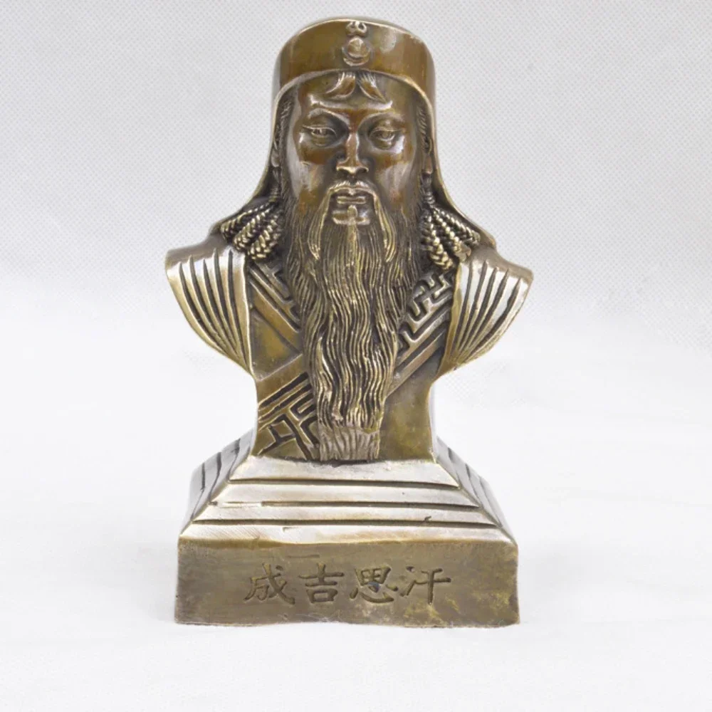 decoration brass factory outlets sculpture good burned Dynasty Carving Genghis Khan Chinggis Khaan Chinggi Khan Bust Statue