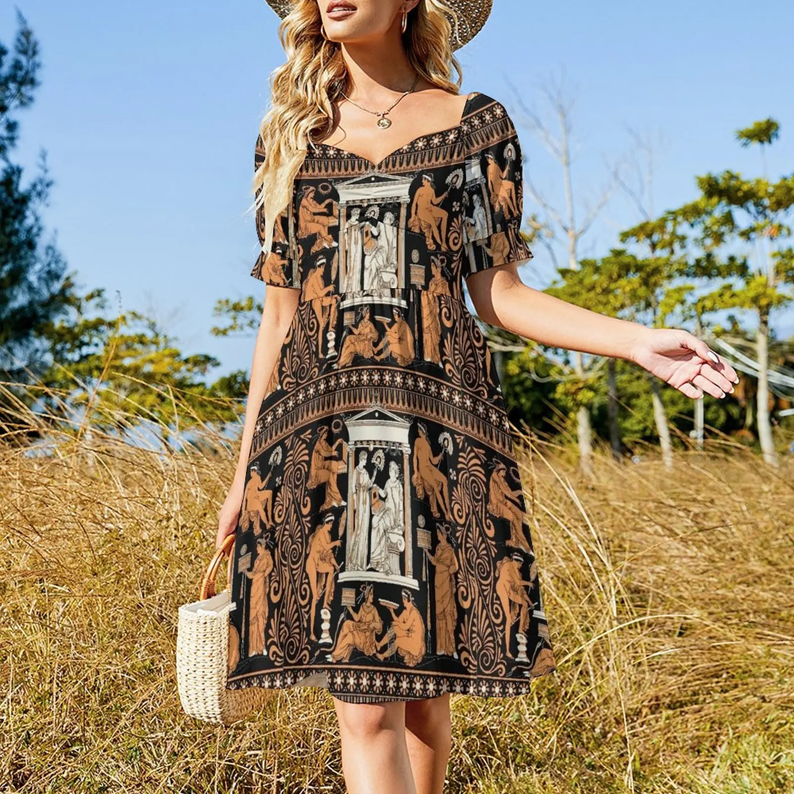 Greek vase print Dress dress women elegant luxury summer outfits for women 2023 Women's clothing