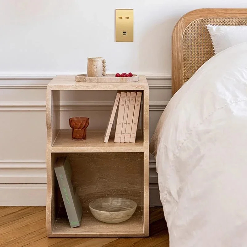 Modern Simplicity Cave Stone Decoration Bedroom Furniture Book Storage Bedside Table Living Room Side Table Vase Display Stand