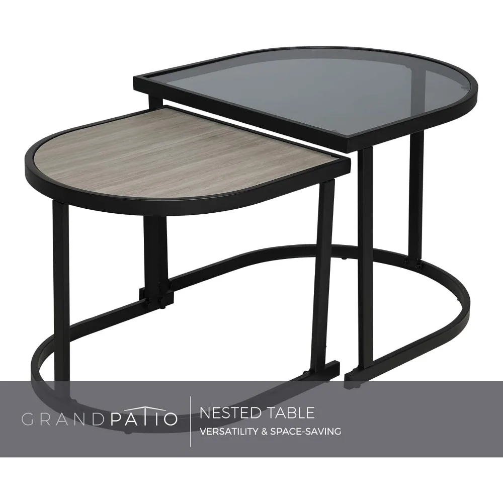 5-Piece Outdoor Furniture Set with Thick Cushions and Coffee Table, Wicker Sofa Conversation Set for Backyard, Natural