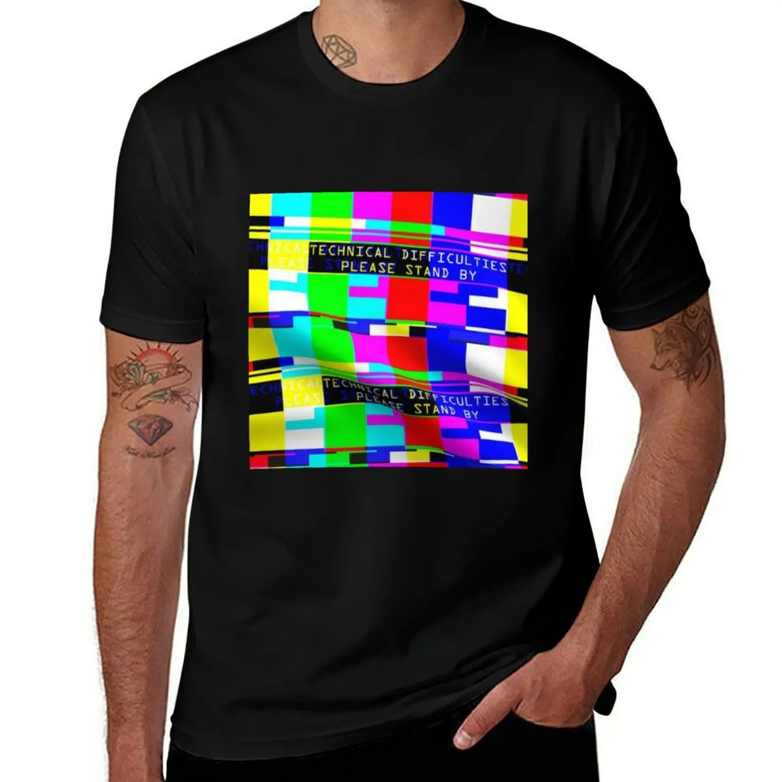 SMPTE Standard Definition Television Color Bars Slim Fit . Technical difficulties please stand by . Tv colours bars T-Shirt