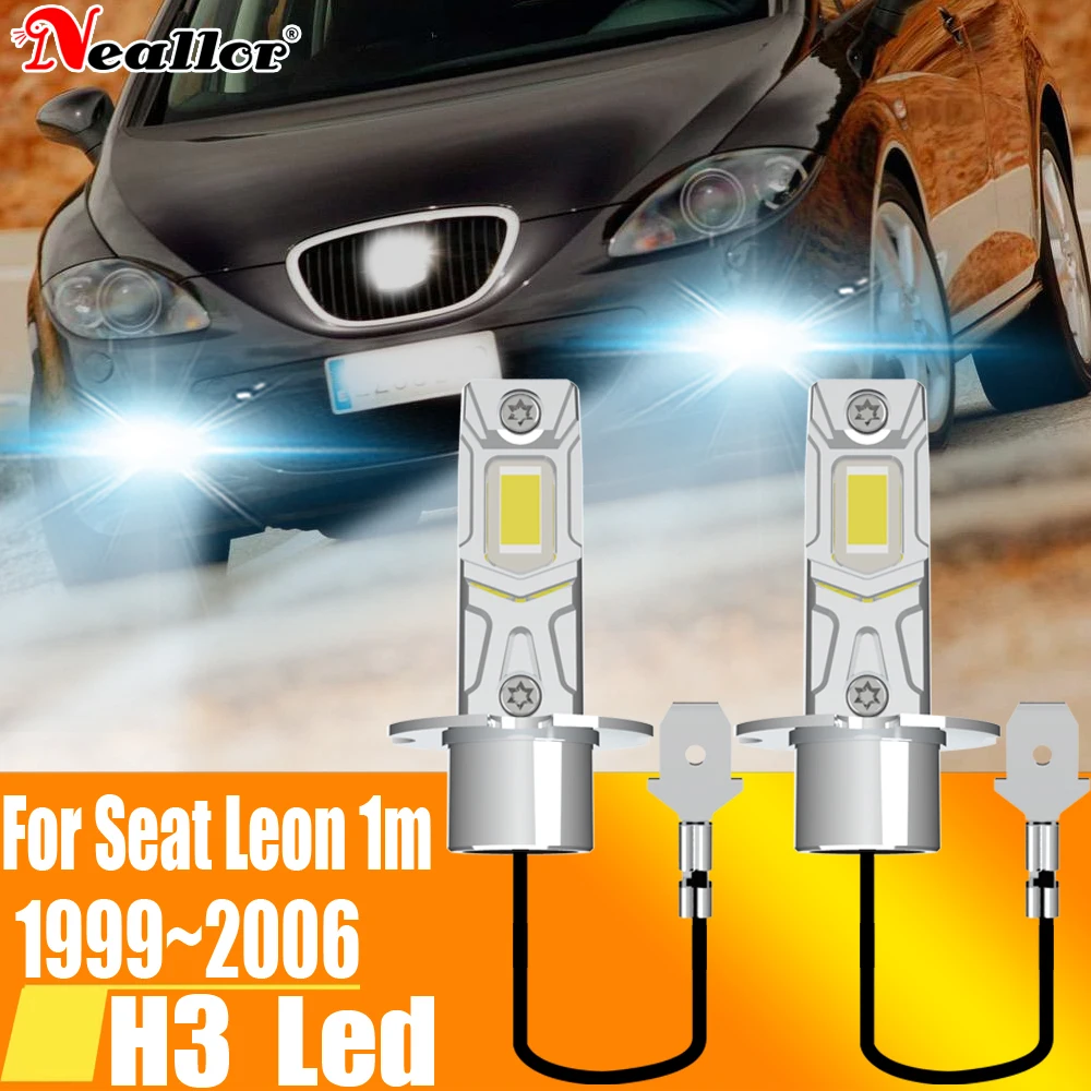 2x H3 Led Fog Light Canbus Bulb Car Headlight High Power Auto Diode Moto Driving Running Lamp 12V 55W For Seat Leon 1m 1996~2006