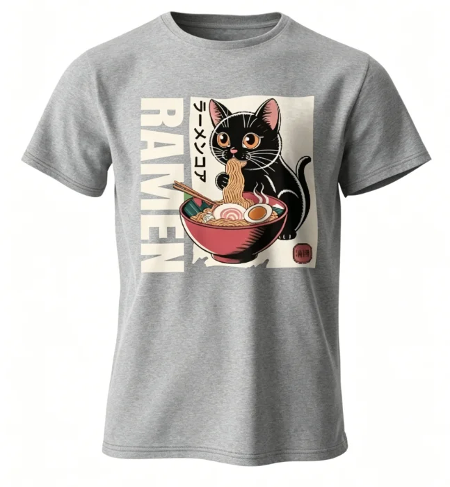 Men's Ramen Printed T-Shirt Cotton Oversized Japanese Graphic Tees for Women Summer Tops Noodle Streetwear Moisture Wicking Dry.