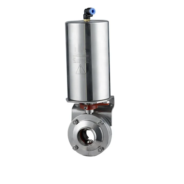 SS316L DIN Standard Pneumatically Actuated Butterfly Valve, Spring Return, Silicone Seat Material