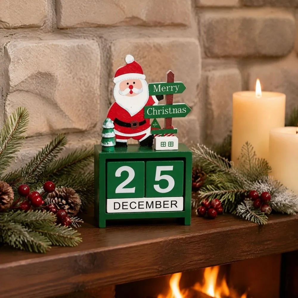 Countdown Christmas Winter Wooden Ornament Merry Christmas Snowman Party Table Centerpiece Exquisite Reindeer