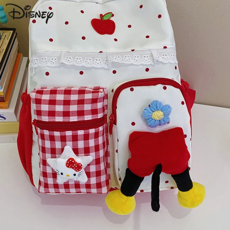 Disney Mickey New Student Backpack Fashion High Quality Women's Backpack Cartoon Large Capacity Women's Travel Backpack