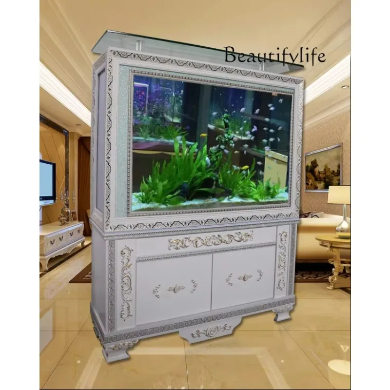 M European Floor-to-ceiling Bar Counter, Screen Glass Fish Tank, Water-free Large Bottom Filter Fish Tank, Custom Fish Tank