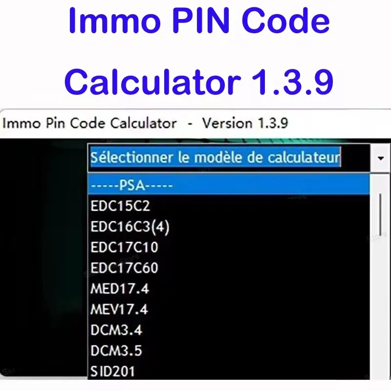 Software IMMO Pin Code Calculator V1.3.9 obd2 scanner for EU models Unlocked PIN code on many PSA ecu can be decoded by dumping