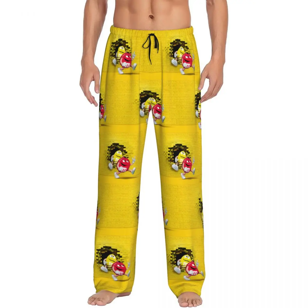 Custom Men's The Power Of Brand Voice Pajama Pants Print MM Cartoon Chocolate Sleep Sleepwear Bottoms with Pockets