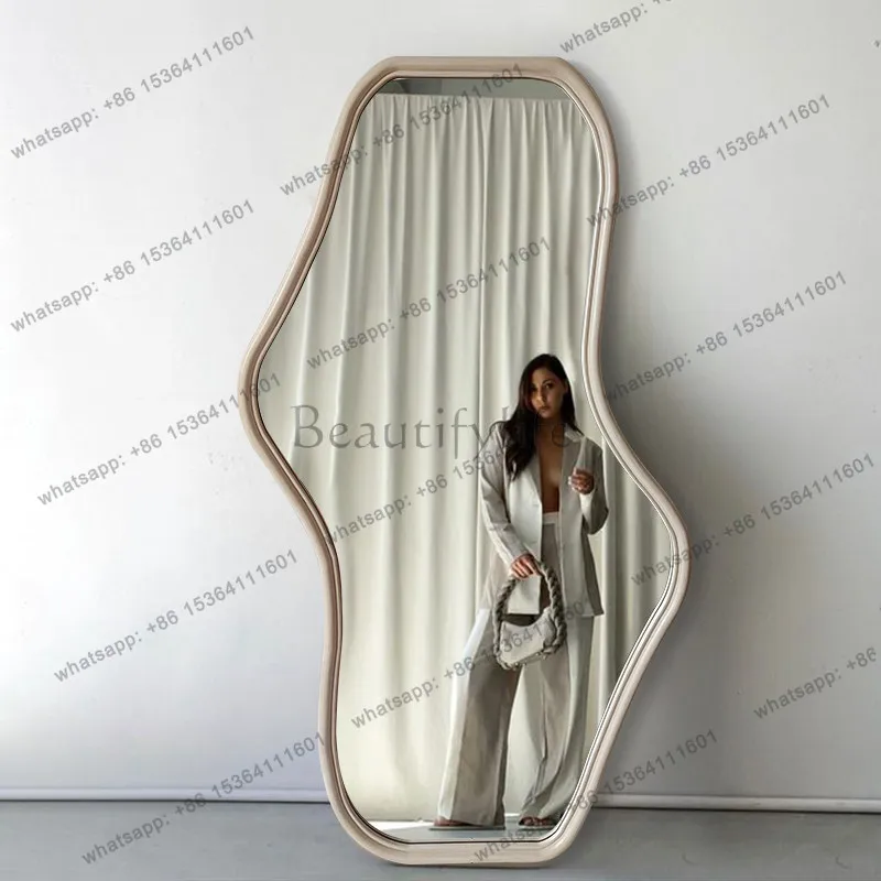French cream wind full body mirror special-shaped decorative floor mirror