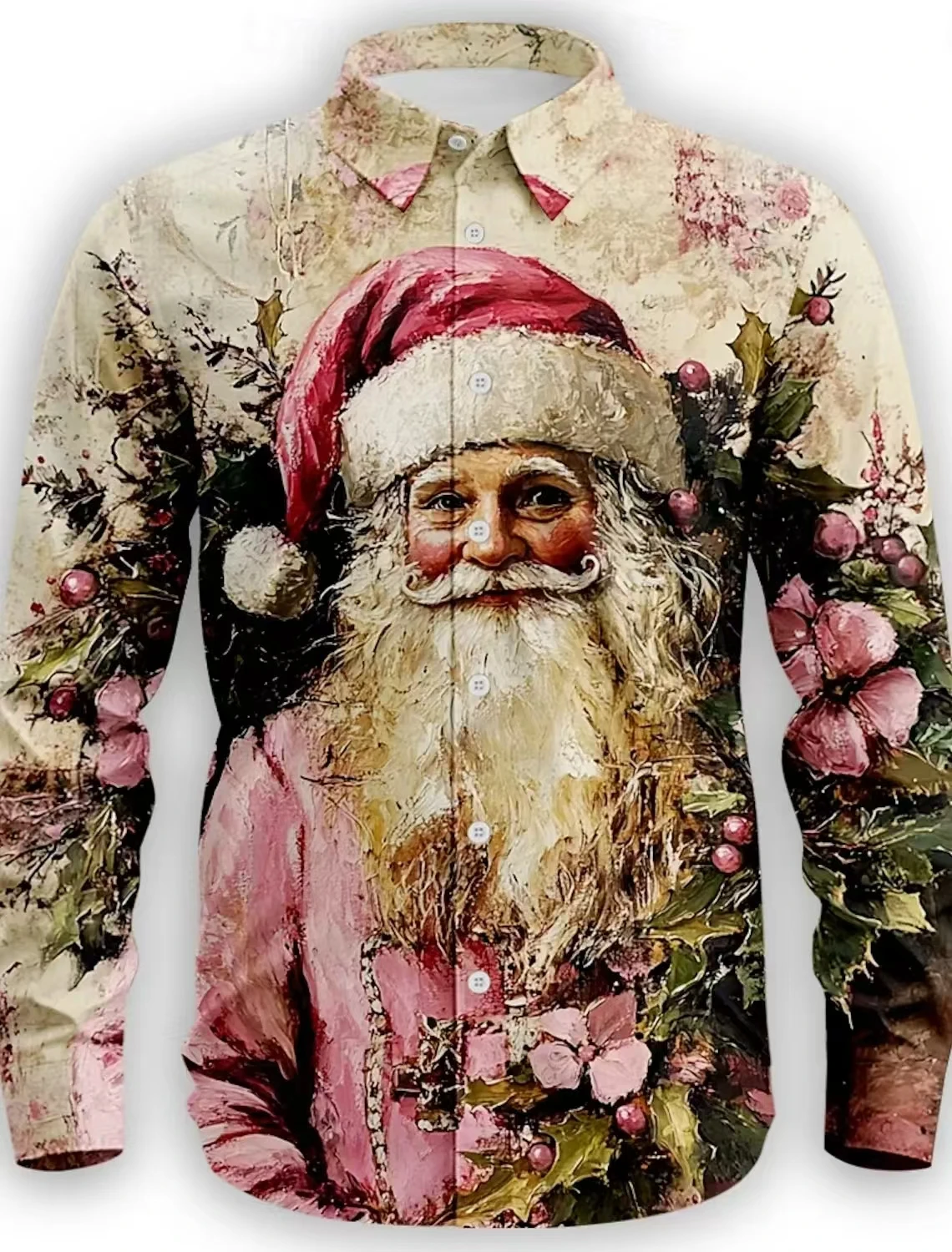 

2024 New Christmas Style Santa Claus Graphic Shirt For Men Casual Vintage 3d Print Long Sleeve Clothing Holidays Party Y2k Tops