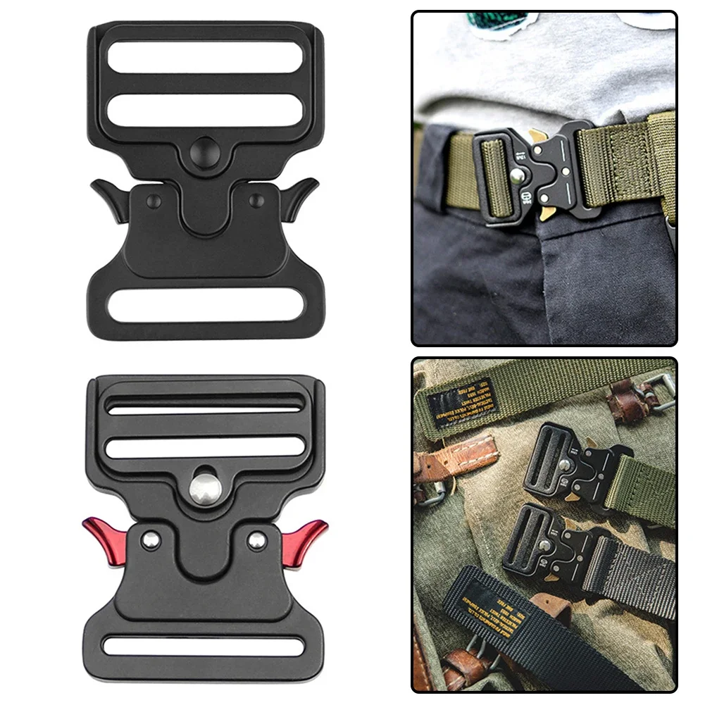 Men Tactical Webbing Belt Accessories 50/52mm Nylon Zinc Metal Quick Release Buckle Outdoor Combat Training Tactical Belt Buckle