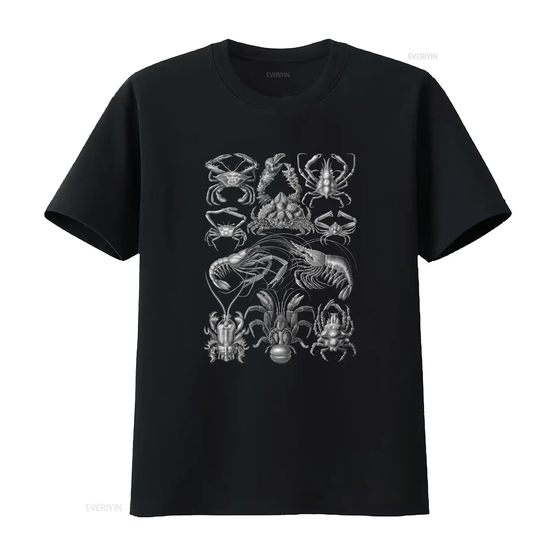 Vintage Scientific Illustration Crustacean Crab Lobster Marine Life Print Casual T Shirt vintage Washed Stretched fashion