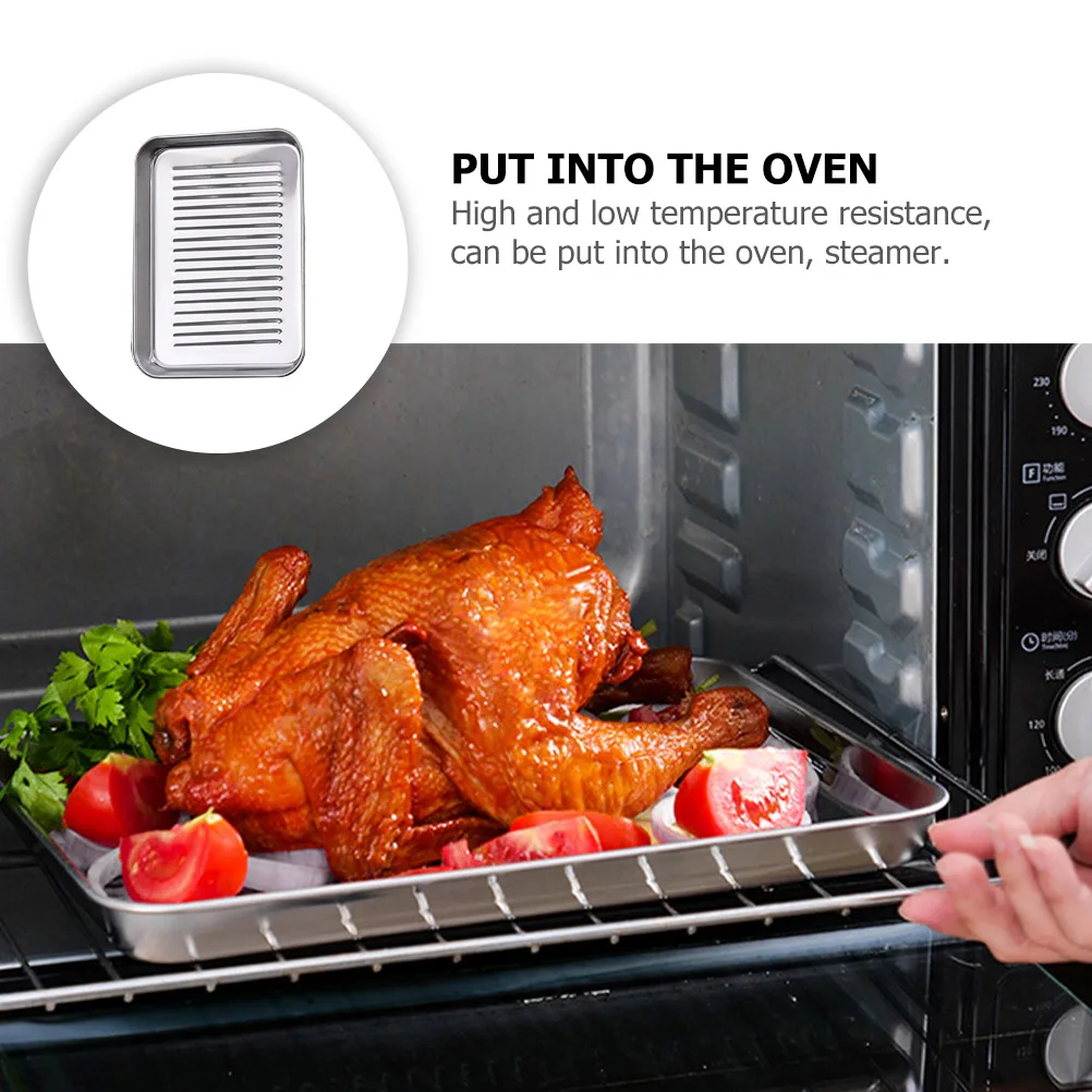 

Stainless Steel Baking Pan Large Capacity High Low Temperature Resistant Oven Steamer Compatible Multi-Use Kitchen for Pizza