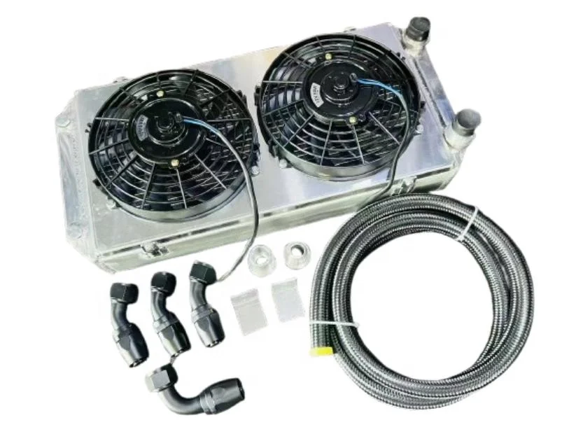 New Full-Size Tucked Aluminum Radiator 9.5 Inches AN16 with Fitting Set for Honda Acura B Series K Series D Series