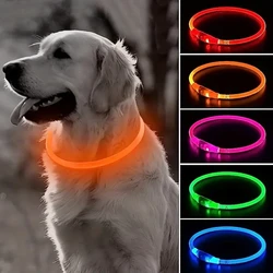 1pc  Rechargeable LED Light Up Pet Collar Stay safe at night with a USB charging glow collar - adjustable