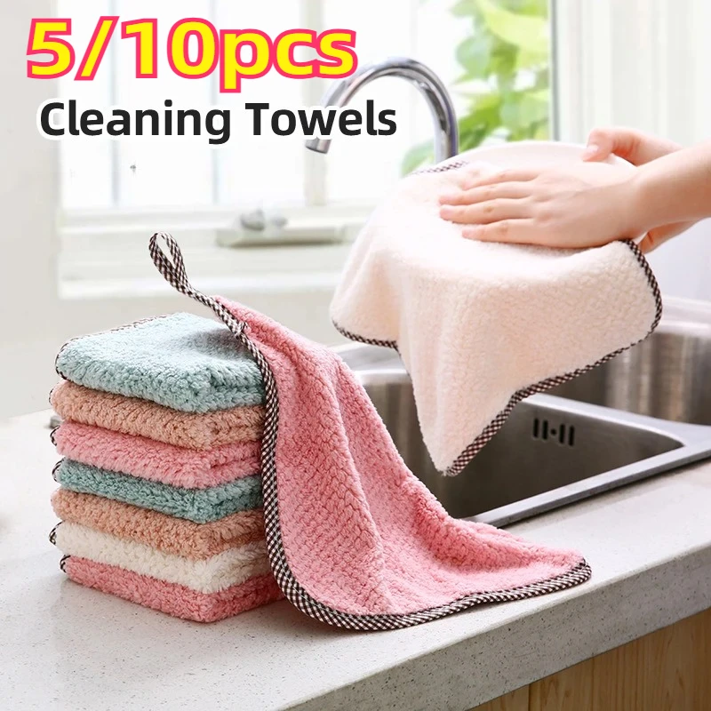 

Kitchen Towel Rag Microfiber Kitchen Rag Dish Cloth Non-stick Oil Thickened Table Cleaning Cloth Absorbent Scouring Pad for Baby